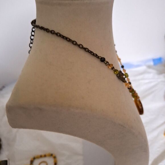 Amber Glass Women's Necklace Beaded Fairy Core Whimsical Boho Feminine - Picture 8 of 11